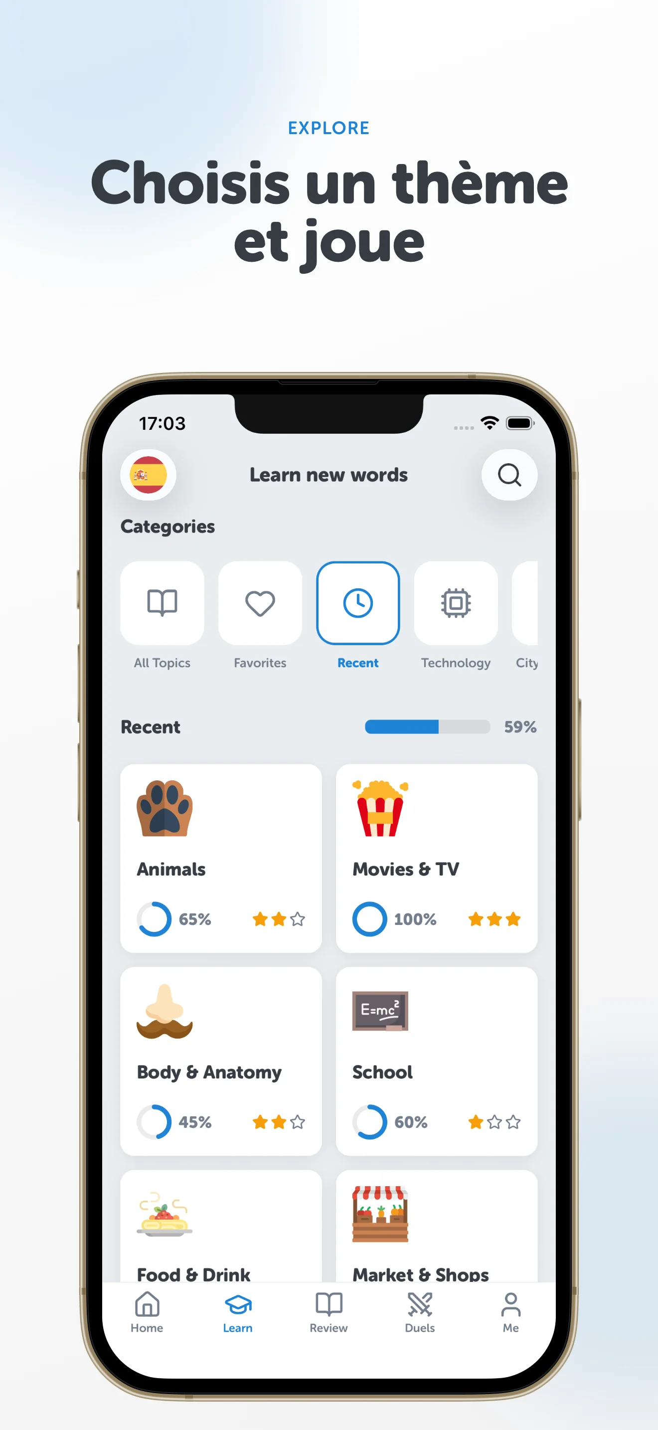 Capture d'écran de l'app Vocaboola 2