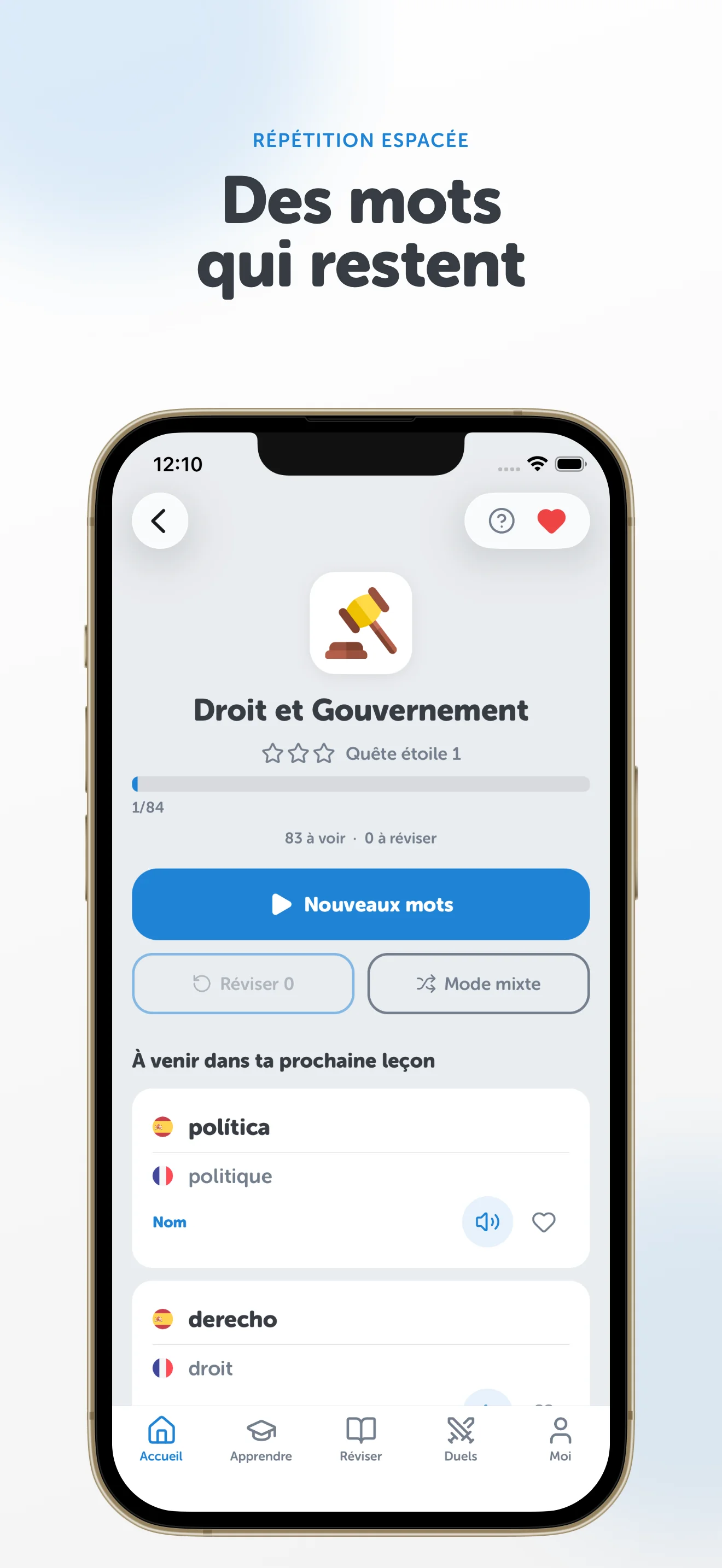 Capture d'écran de l'app Vocaboola 3
