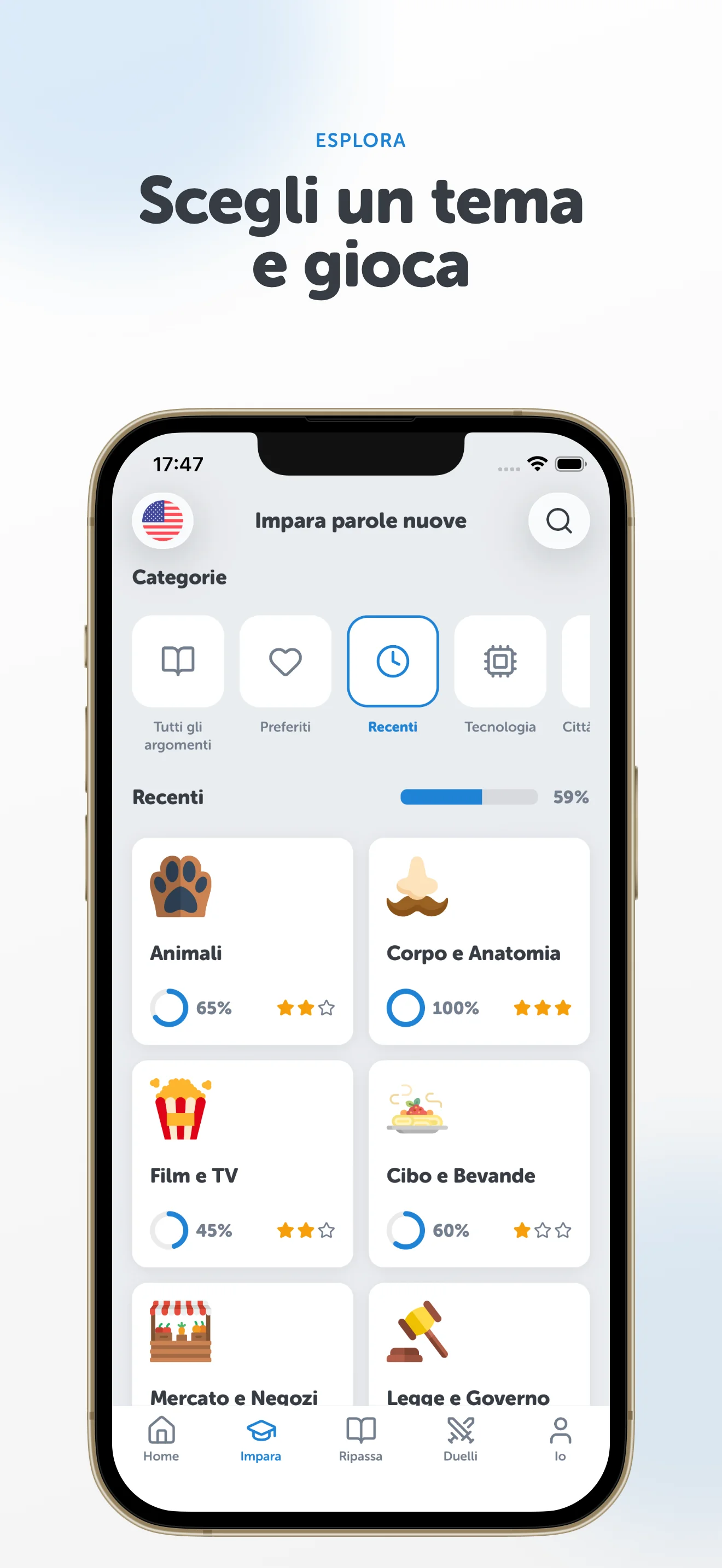 Screenshot dell'app Vocaboola 2